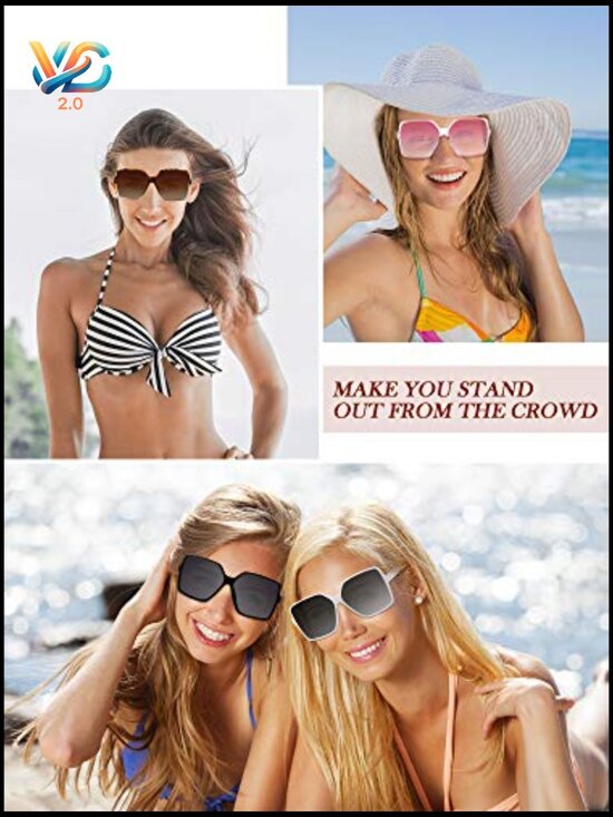 6 Pairs Oversized Square Sunglasses Retro Irregular Vintage Shades for Women